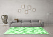 Machine Washable Abstract Emerald Green Modern Area Rugs in a Living Room,, wshabs1136emgrn