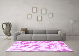 Machine Washable Abstract Purple Modern Area Rugs in a Living Room, wshabs1136pur