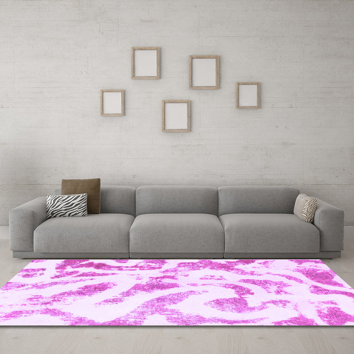 Machine Washable Abstract Purple Modern Area Rugs in a Living Room, wshabs1136pur