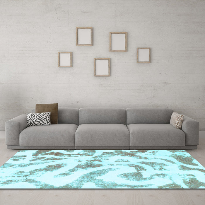 Machine Washable Abstract Light Blue Modern Rug in a Living Room, wshabs1136lblu