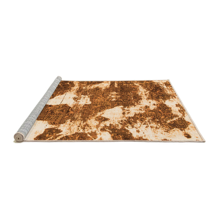 Sideview of Machine Washable Abstract Orange Modern Area Rugs, wshabs1137org