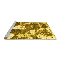Sideview of Machine Washable Abstract Yellow Modern Rug, wshabs1137yw