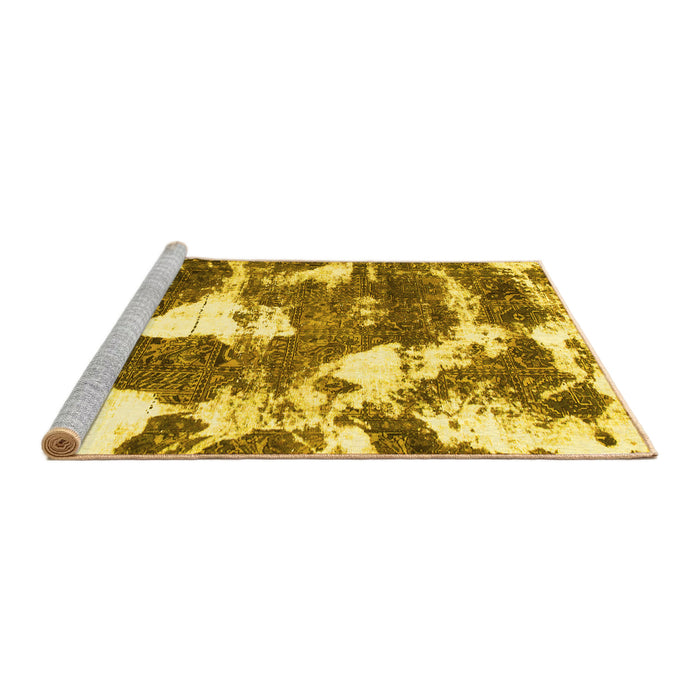 Sideview of Machine Washable Abstract Yellow Modern Rug, wshabs1137yw