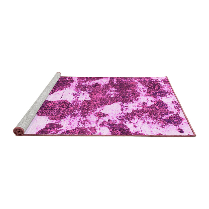 Sideview of Machine Washable Abstract Pink Modern Rug, wshabs1137pnk