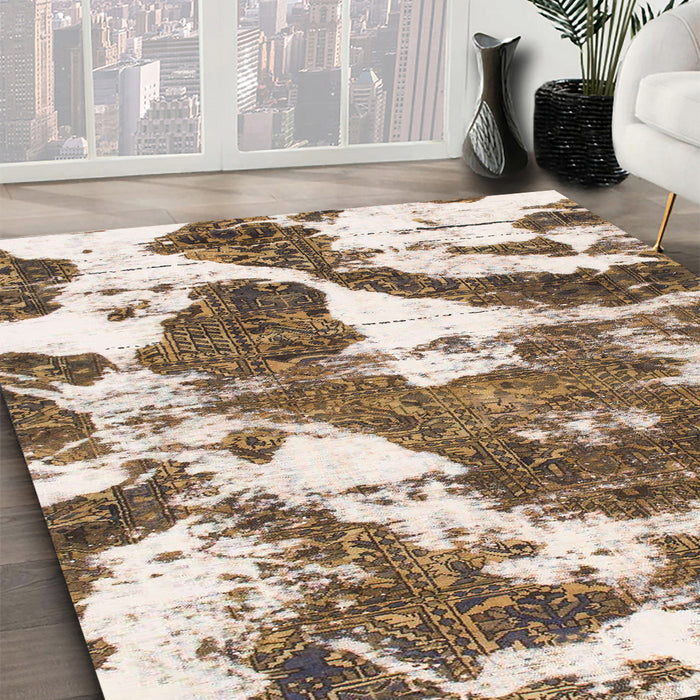 Machine Washable Abstract Red Brown Rug in a Family Room, wshabs1137