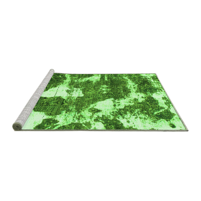Sideview of Machine Washable Abstract Green Modern Area Rugs, wshabs1137grn