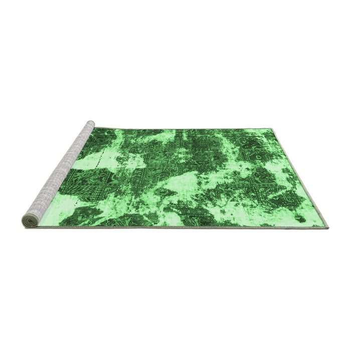 Sideview of Machine Washable Abstract Emerald Green Modern Area Rugs, wshabs1137emgrn