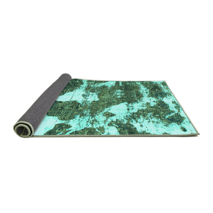 Sideview of Abstract Turquoise Modern Rug, abs1137turq