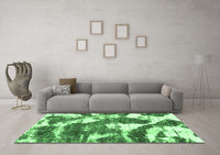 Machine Washable Abstract Emerald Green Modern Rug, wshabs1137emgrn