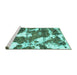 Sideview of Machine Washable Abstract Turquoise Modern Area Rugs, wshabs1137turq