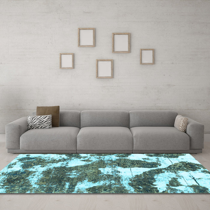 Machine Washable Abstract Light Blue Modern Rug in a Living Room, wshabs1137lblu