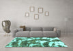 Machine Washable Abstract Turquoise Modern Area Rugs in a Living Room,, wshabs1137turq