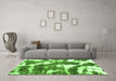 Machine Washable Abstract Green Modern Area Rugs in a Living Room,, wshabs1137grn