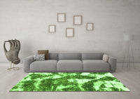 Machine Washable Abstract Green Modern Rug, wshabs1137grn