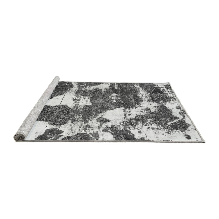 Sideview of Machine Washable Abstract Gray Modern Rug, wshabs1137gry