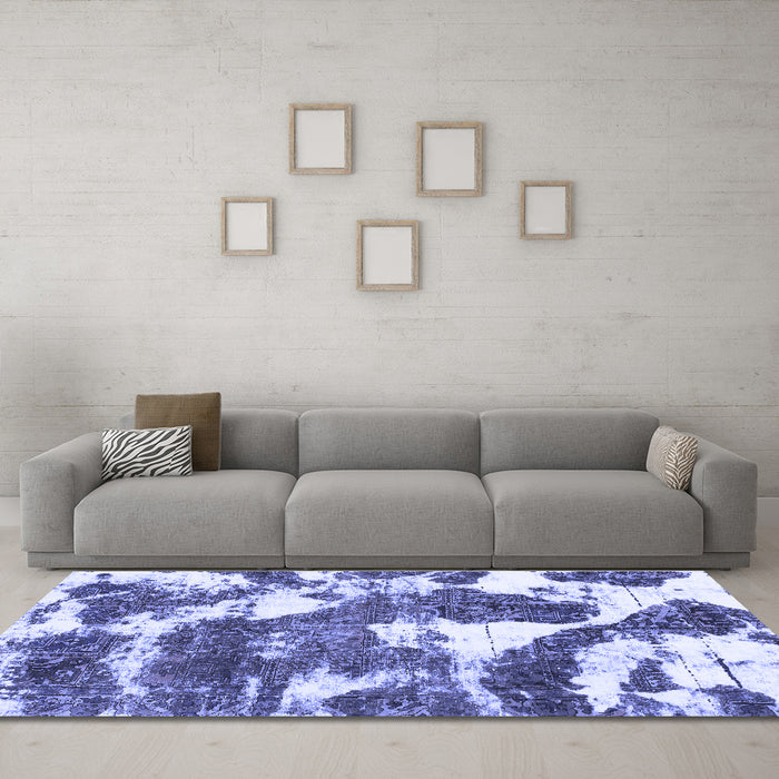 Machine Washable Abstract Blue Modern Rug in a Living Room, wshabs1137blu
