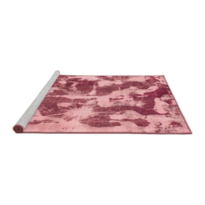 Sideview of Machine Washable Abstract Pink Rug, wshabs1138