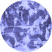 Round Abstract Blue Modern Rug, abs1138blu