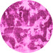 Round Abstract Pink Modern Rug, abs1138pnk