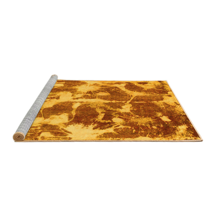 Sideview of Machine Washable Abstract Yellow Modern Rug, wshabs1138yw