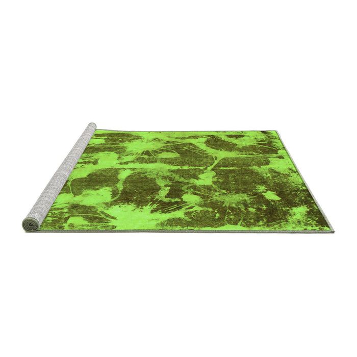 Sideview of Machine Washable Abstract Green Modern Area Rugs, wshabs1138grn
