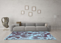 Machine Washable Abstract Light Blue Modern Rug, wshabs1138lblu