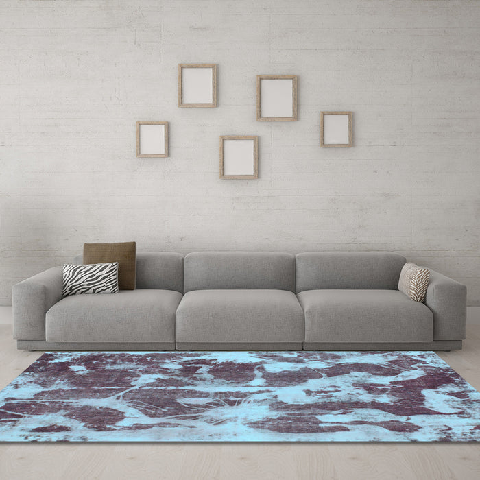 Machine Washable Abstract Light Blue Modern Rug in a Living Room, wshabs1138lblu