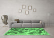 Machine Washable Abstract Emerald Green Modern Area Rugs in a Living Room,, wshabs1138emgrn