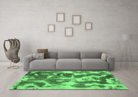 Machine Washable Abstract Emerald Green Modern Rug, wshabs1138emgrn