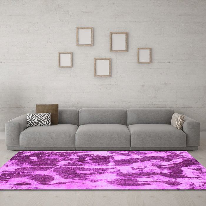 Machine Washable Abstract Purple Modern Area Rugs in a Living Room, wshabs1138pur