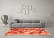 Machine Washable Abstract Orange Modern Area Rugs in a Living Room, wshabs1138org