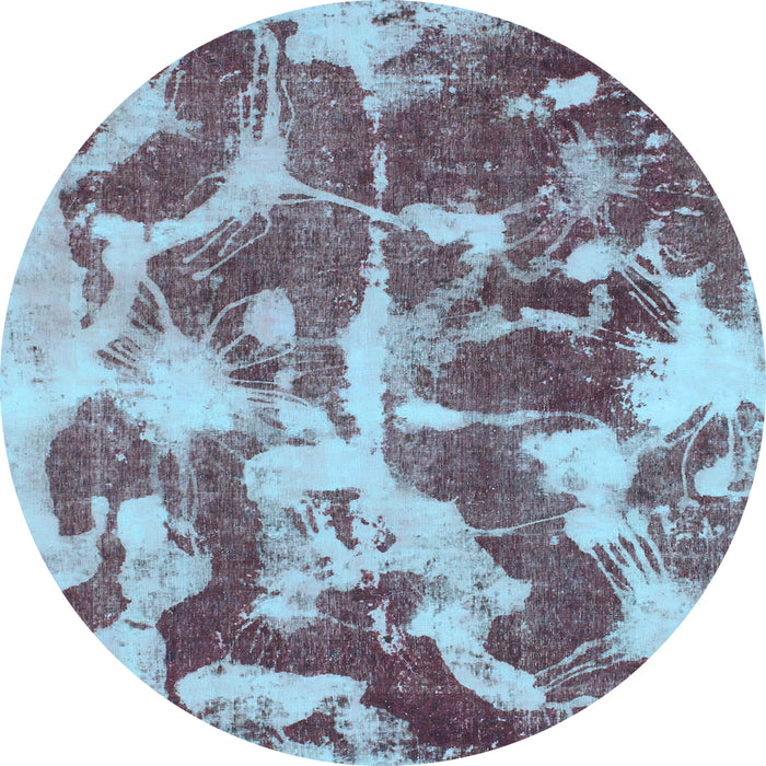 Round Abstract Light Blue Modern Rug, abs1138lblu