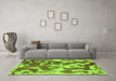 Machine Washable Abstract Green Modern Area Rugs in a Living Room,, wshabs1138grn