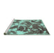 Sideview of Machine Washable Abstract Turquoise Modern Area Rugs, wshabs1138turq