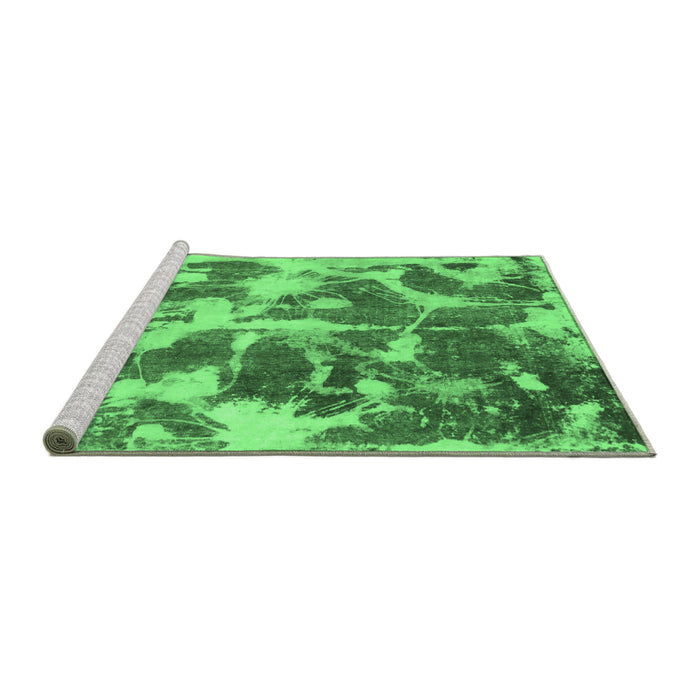 Sideview of Machine Washable Abstract Emerald Green Modern Area Rugs, wshabs1138emgrn