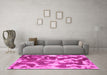 Machine Washable Abstract Pink Modern Rug in a Living Room, wshabs1138pnk