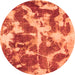 Round Abstract Orange Modern Rug, abs1138org