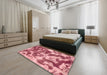 Square Abstract Pink Modern Rug in a Living Room, abs1138