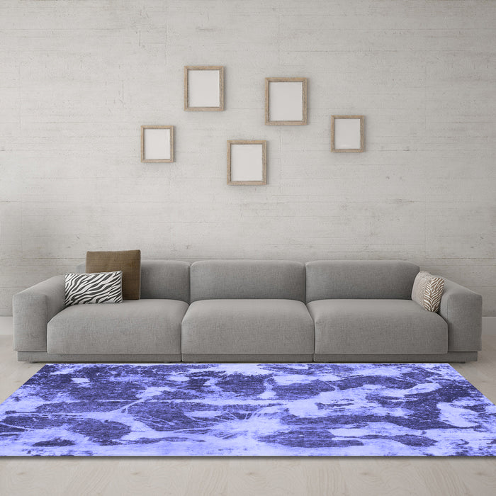 Machine Washable Abstract Blue Modern Rug in a Living Room, wshabs1138blu