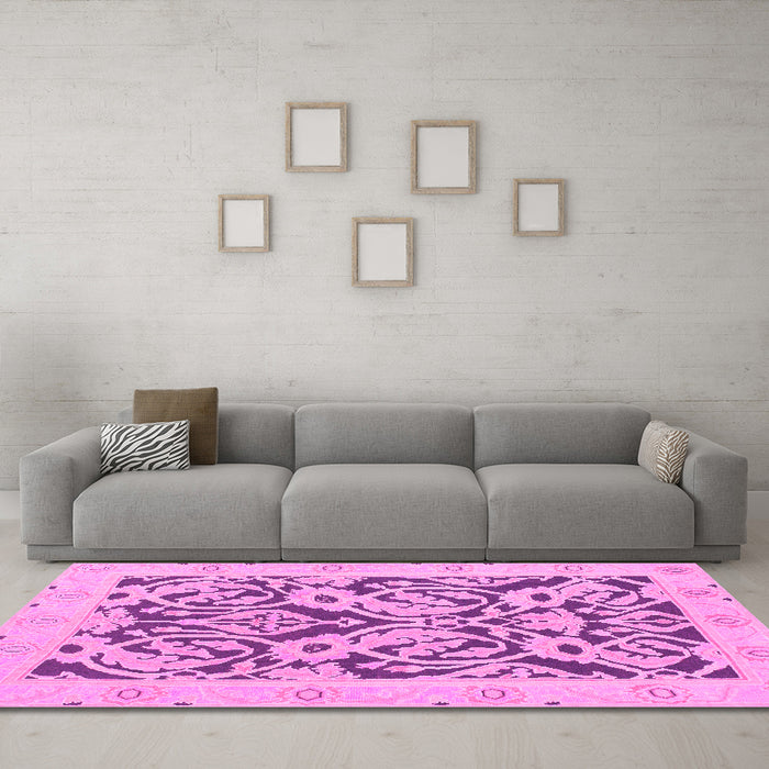 Machine Washable Abstract Pink Modern Rug in a Living Room, wshabs1139pnk