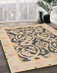 Abstract Dark Almond Brown Modern Rug, abs1139