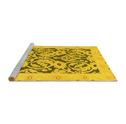 Sideview of Machine Washable Abstract Yellow Modern Rug, wshabs1139yw