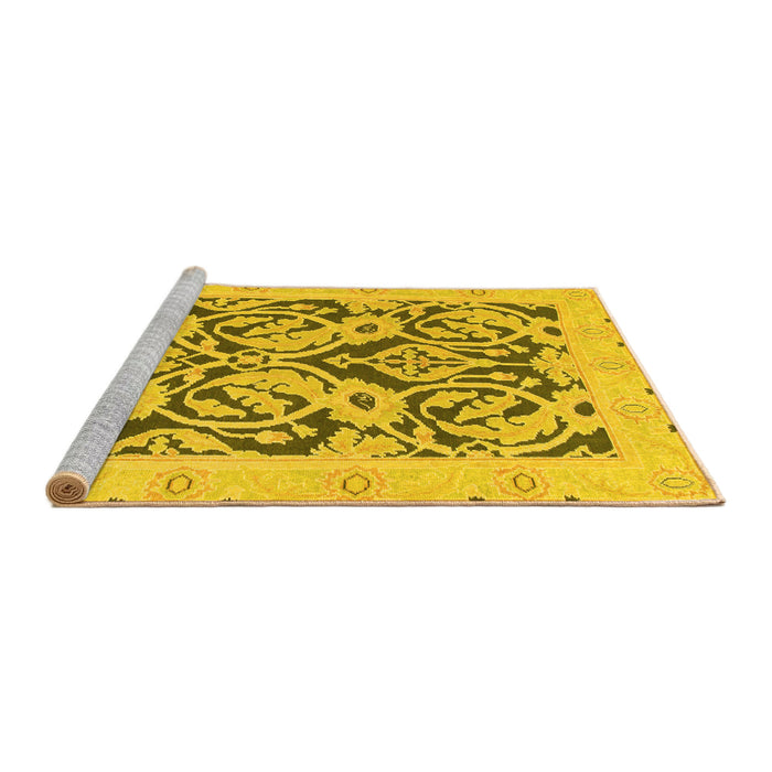 Sideview of Machine Washable Abstract Yellow Modern Rug, wshabs1139yw