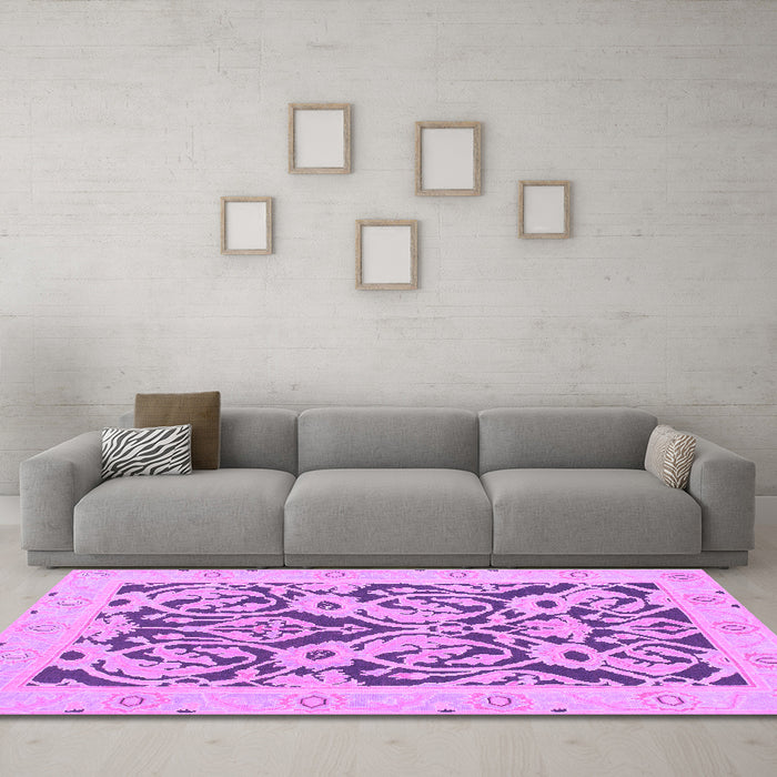 Machine Washable Abstract Purple Modern Area Rugs in a Living Room, wshabs1139pur