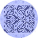 Round Machine Washable Abstract Blue Modern Rug, wshabs1139blu