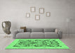 Machine Washable Abstract Emerald Green Modern Area Rugs in a Living Room,, wshabs1139emgrn