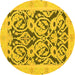 Round Abstract Yellow Modern Rug, abs1139yw