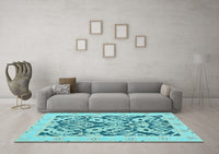 Machine Washable Abstract Light Blue Modern Rug, wshabs1139lblu