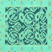 Square Machine Washable Abstract Turquoise Modern Area Rugs, wshabs1139turq