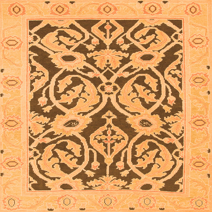 Square Machine Washable Abstract Orange Modern Area Rugs, wshabs1139org